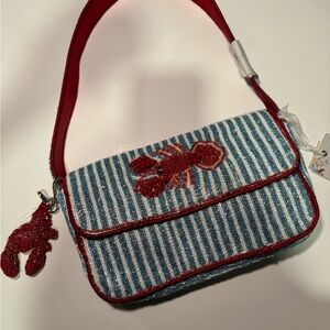 Viral beaded bag Red and Blue Striped Lobster Shoulder Bag